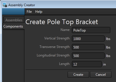 Create pole top bracket