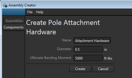 Create pole attachment hardware